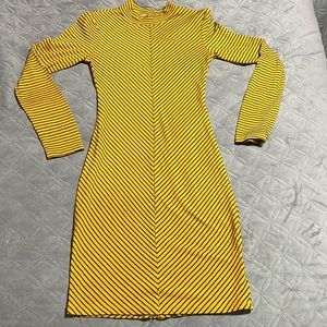 Yellow stripped bodycon dress